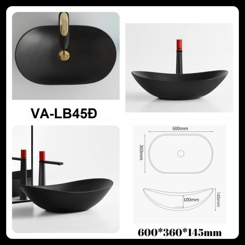 Chậu lavabo thuyền đen Varino VA-LB45Đ