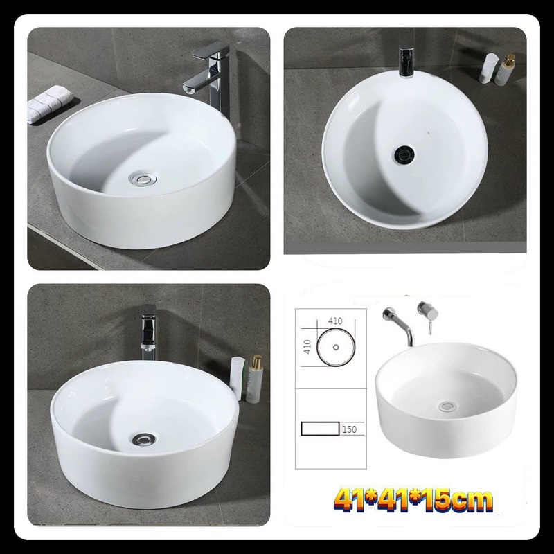 Chậu lavabo tròn trắng Varino VA-LB03