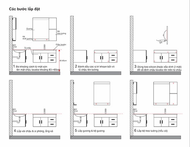 Hướng dẫn lắp đặt tủ lavabo góc