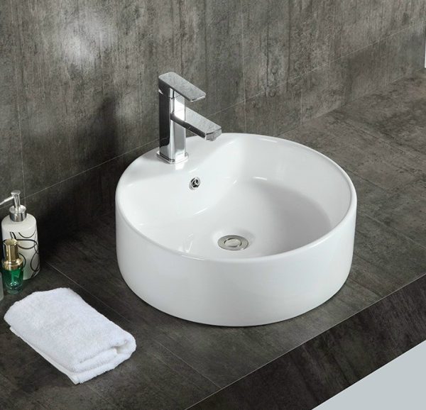 Chậu lavabo tròn trắng Varino VA-LB01