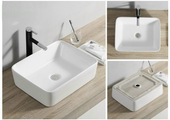 Chậu lavabo vuông trắng Varino VA-LB04