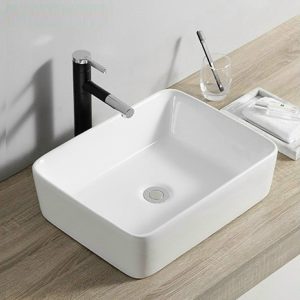 Chậu lavabo đặt bàn vuông trắng Varino VA-LB04