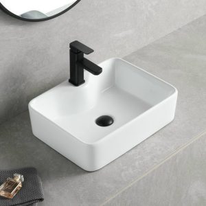 Chậu lavabo vuông trắng Varino VA-LB02